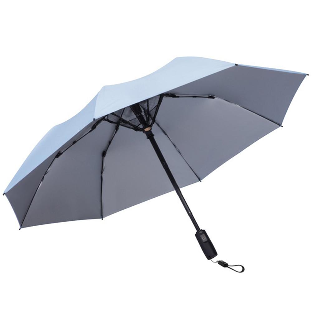 Umbrella with Fan USB Rechargeable UV Protection Umbrella Multi-Function Long Handle Umbrella for Daily Rain Protection