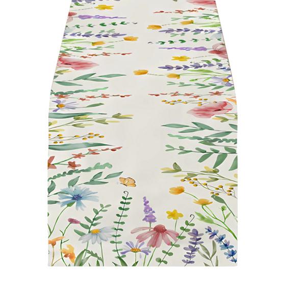 Весенняя цветочная скатерть-дорожка, цветущие цветы, столовое белье, тюльпан, моющаяся скатерть для дома, фермерского дома, обедов, вечеринок, украшение