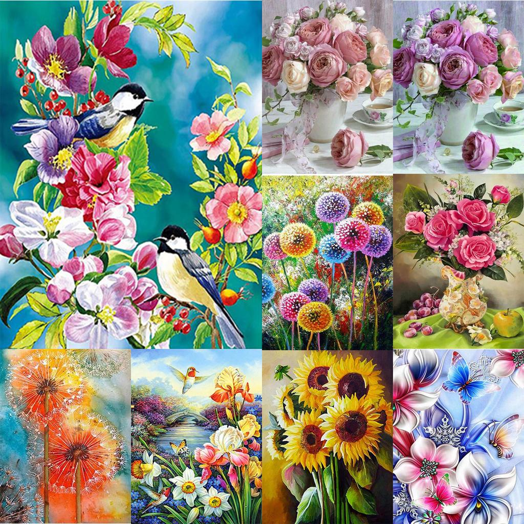 5D Diamond Painting Diy Flower And Bird Full Diamond Handmade Diamond Embroidered Mosaic Pattern Home Bedroom Decoration Gift