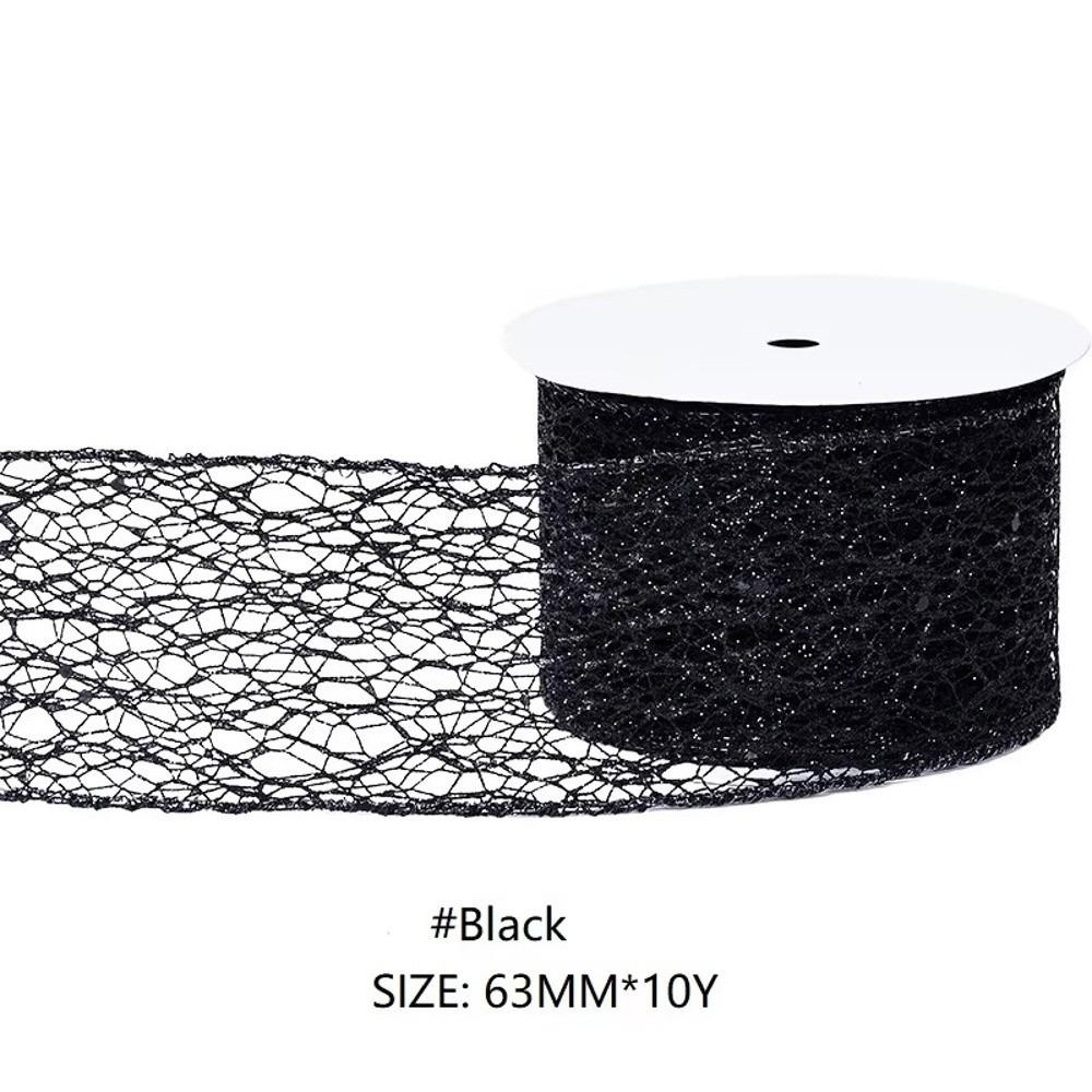 Glitter Sequins Glitter Mesh Ribbon 63mm Width Organza Ribbon Wired Edge Ribbon Party Decoration