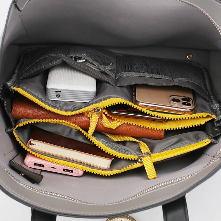 Bag-in-bag inner bag lightweight self-standing storage cosmetic multi-bag pouch travel multifunctional durable camping organization (gray)