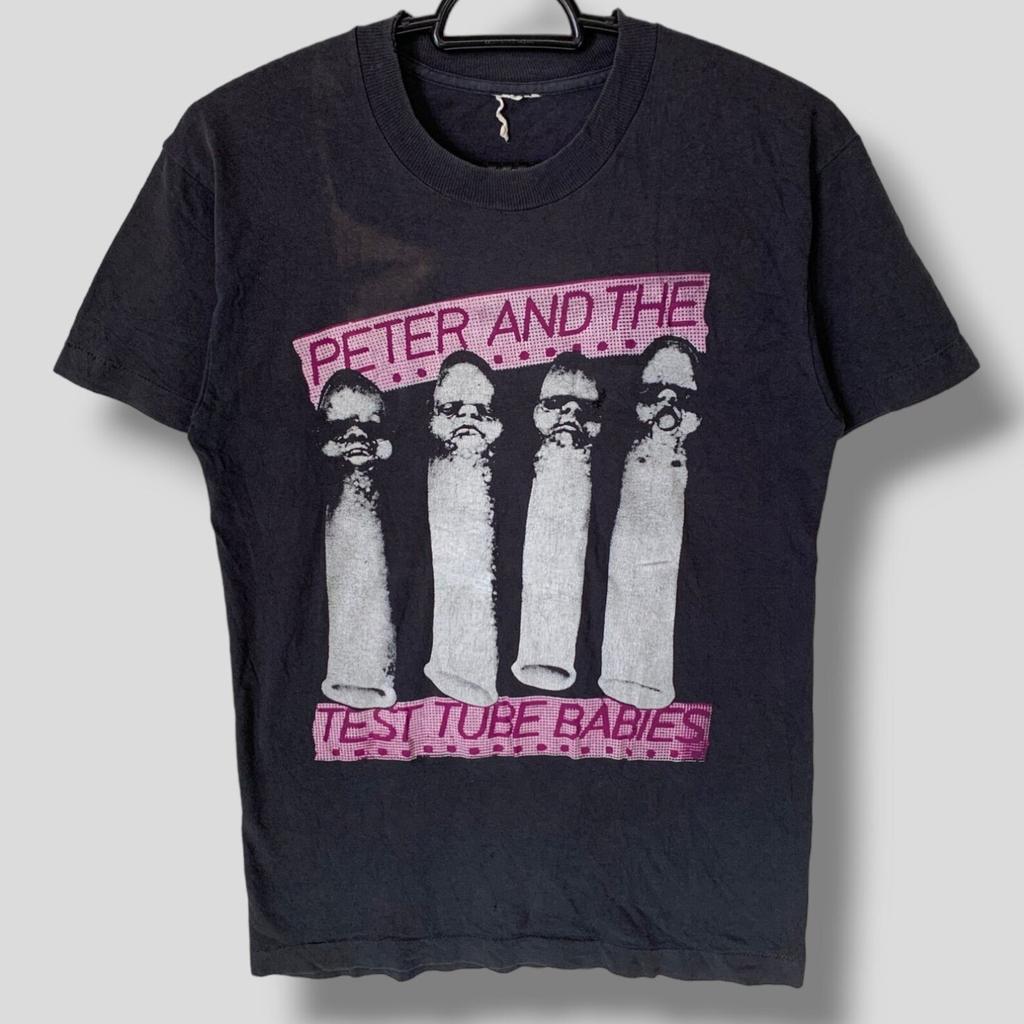 Винтажная футболка 80-х Peter and the test tube babies коллекционная английский панк концертный тур винтажная футболка группы потертая одинарный шов Маленький