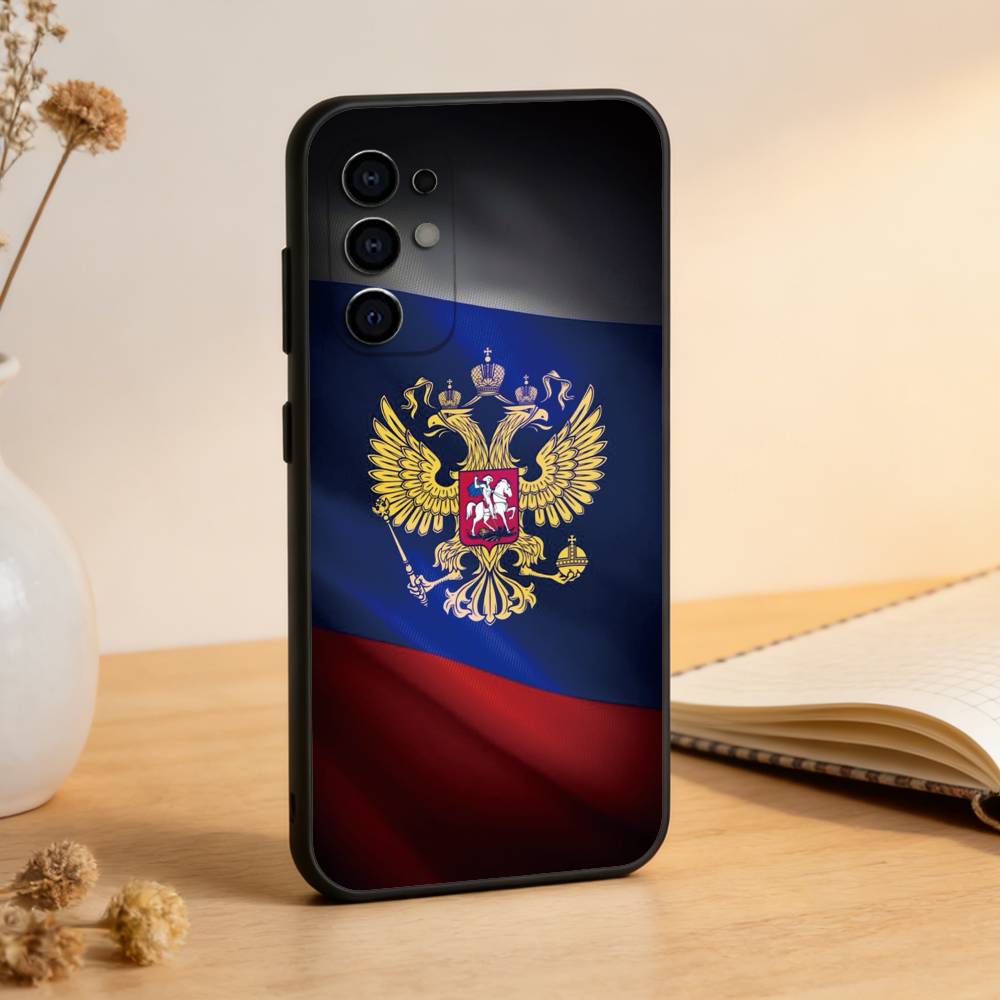 Russia F-Flag Phone Case Black Silicone Soft For Samsung S25,S24,S21,S22,S23,S30,Ultra,S20,Plus,Fe,Lite