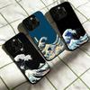 Чехол для телефона «Большая волна у Канагавы» для iPhone 17,16,15,14,13,12,11 Plus,Pro Max,XS, Цветной Серебристо-Черный