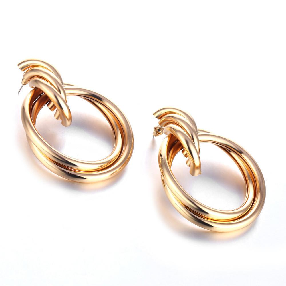 Unique Round Alloy Earrings For Women Modern European Style Perfect Gift Option