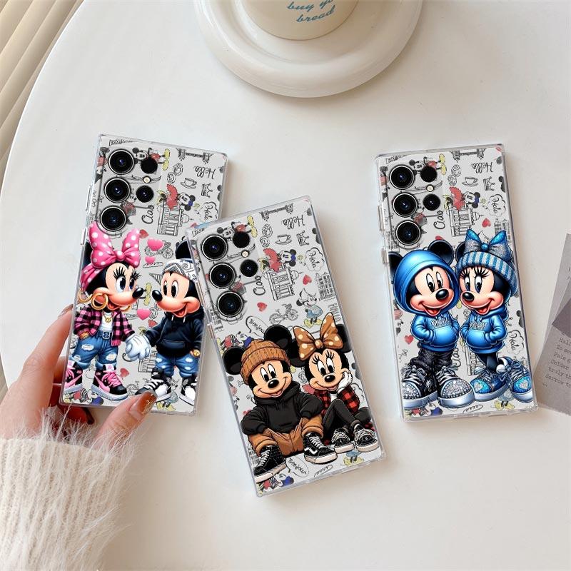 Mickey Minnie Brand Transparent Case For Samsung Galaxy S26 S25 Ultra S24 S22 S26 Plus S20 S23 S21 S25 FE 5G Clear Silicon Cover