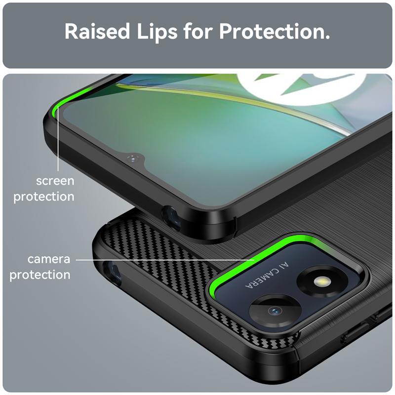 Для Moto E13 Чехол Чехол Moto E13 Capas Carbon Fiber Armor Phone Bumper Back Противоударный TPU Soft Для Funda Motorola Moto E13 E 13