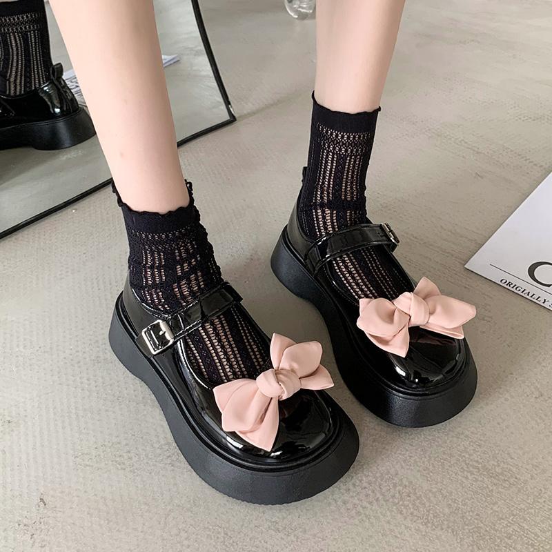 2024 Весна и Осень Новые Милые Модные Повседневные и Удобные Туфли Мэри Джейн Однотонные Круглые Носки Толстые Каблуки Женские Туфли