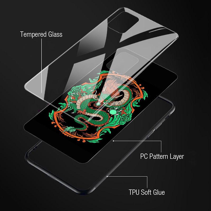 Чехол Dragon Animal Glass для Samsung Galaxy A52 A71 A50 A51 A70 A21s A31 A72 A10 A12 A30 A22 5G Phone Cover