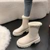 Autumn and Winter Women's Boots New Short Plush Zipper Mid Heel Fashion Boots 2024 Outdoor Matching Brand Design Women's Boots