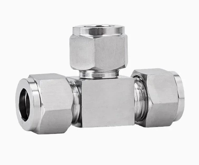 Тройник с отводом 1/8" 1/4" 3/8" 1/2" 3/4" 1" 3 4 5 6 8 10 -30мм НП Соединитель-тройник с двойным обжимным кольцом Нержавеющая сталь 304
