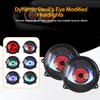 LED Car Dynamic Devil Eye Large Light 3-inch 33 Mode 3D Lens Dynamic Pupils Headlight Car Light Remote Modification Eagle Eye