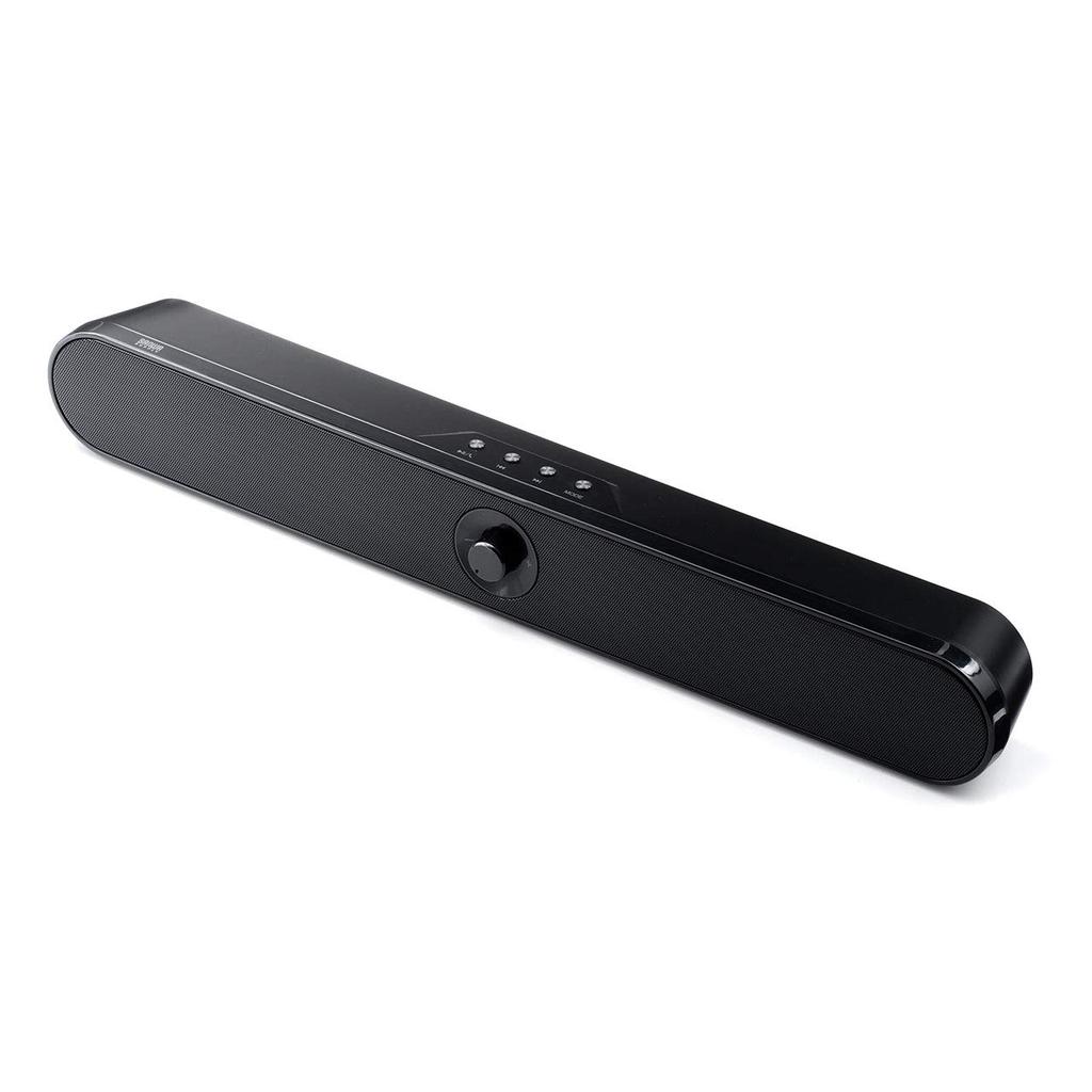 Sanwa Direct Soundbar, 45cm Wide, 20W, Bluetooth, 3.5mm Support, microSDUSB Memory, Rechargeable, with Passive Radiator, 400-SP092