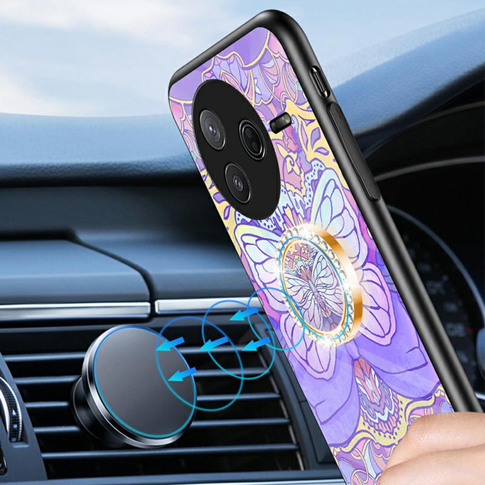 Для Xiaomi Poco F7 Pro 5G/Redmi K80 5G Чехол с рисунком бабочки TPU+Закаленное стекло Защитная крышка для телефона