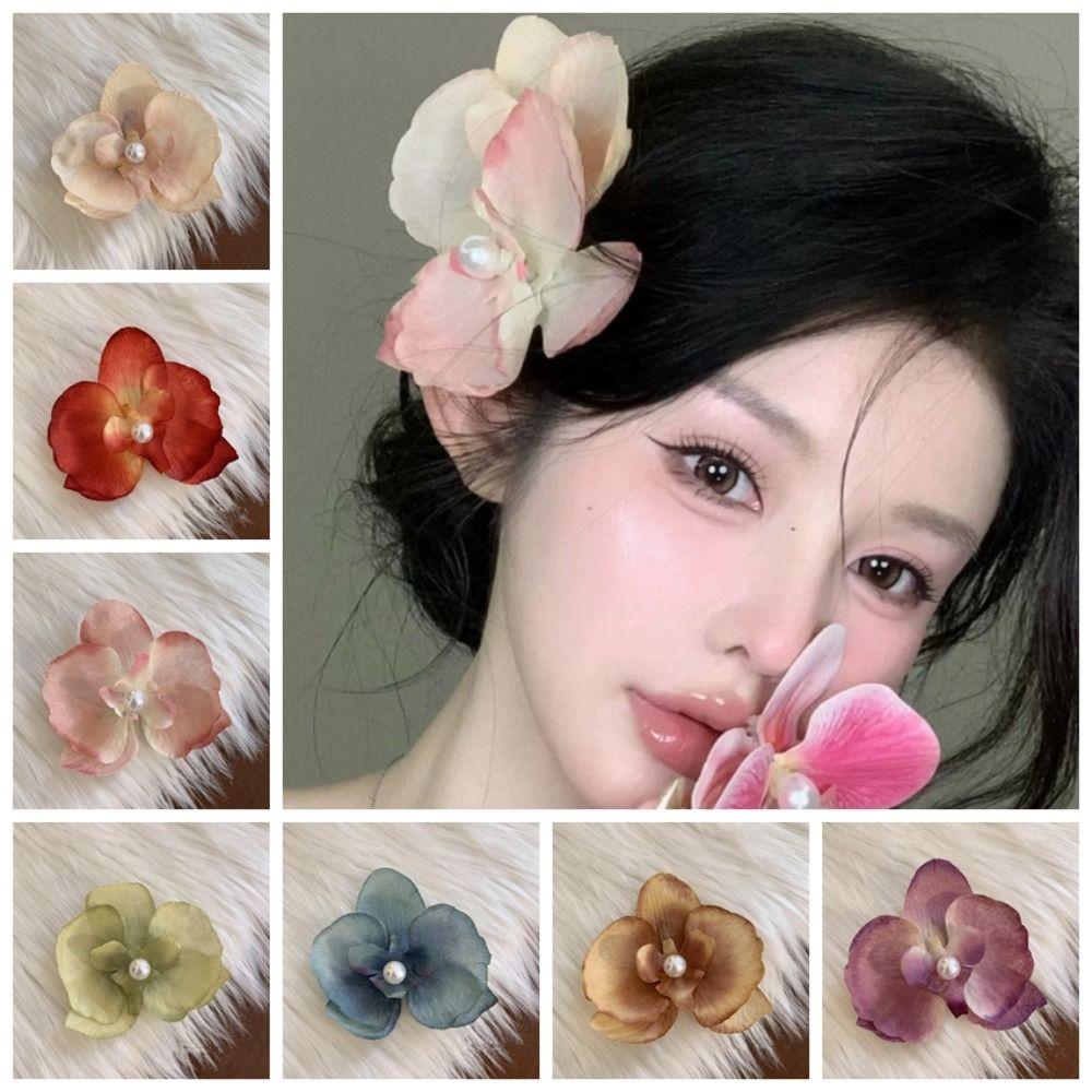 Cloth Butterfly Flower Hair Clip Butterfly Orchid Girl Hair Clip Orchid Flower Hairpin Party