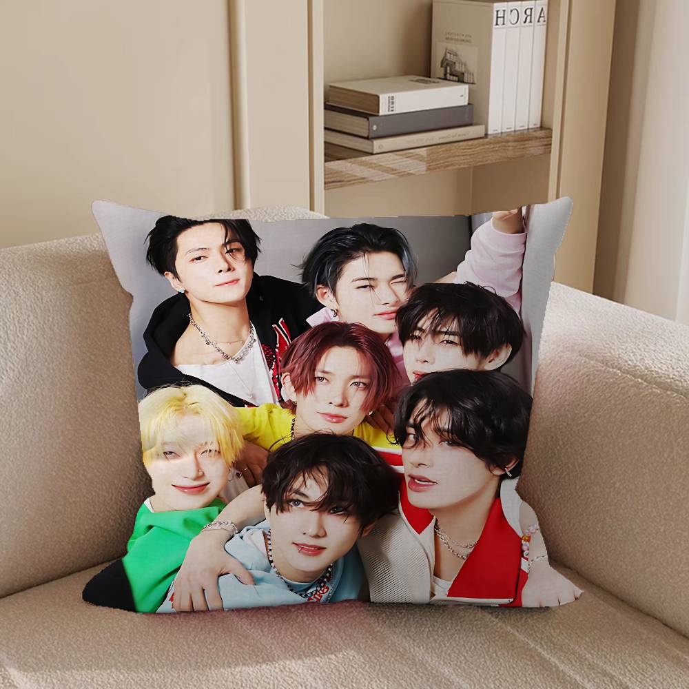 K-Korean Group E-ENHYPENS Pillow Case Removable Washable Cushion Cover – All-Season Soft Linen