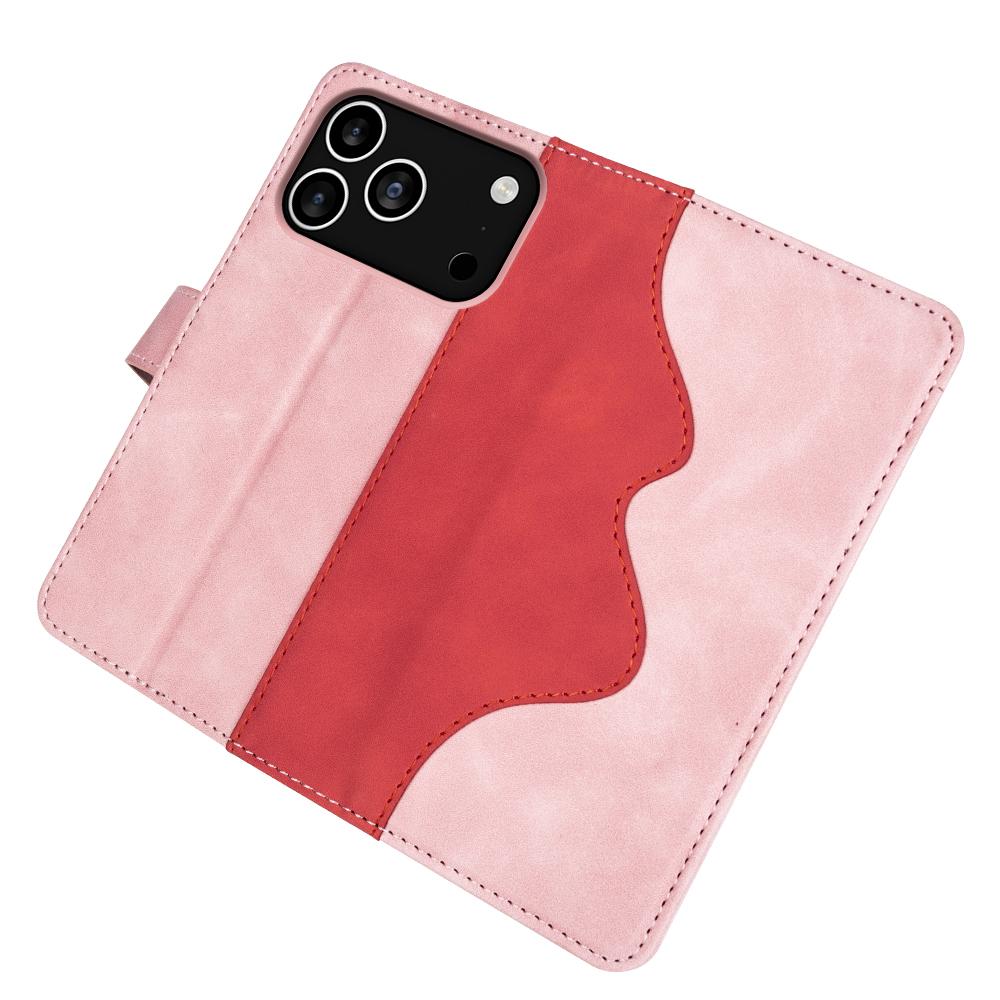 For iPhone 17 Pro Wallet Case Leather Phone Cover Splicing Color