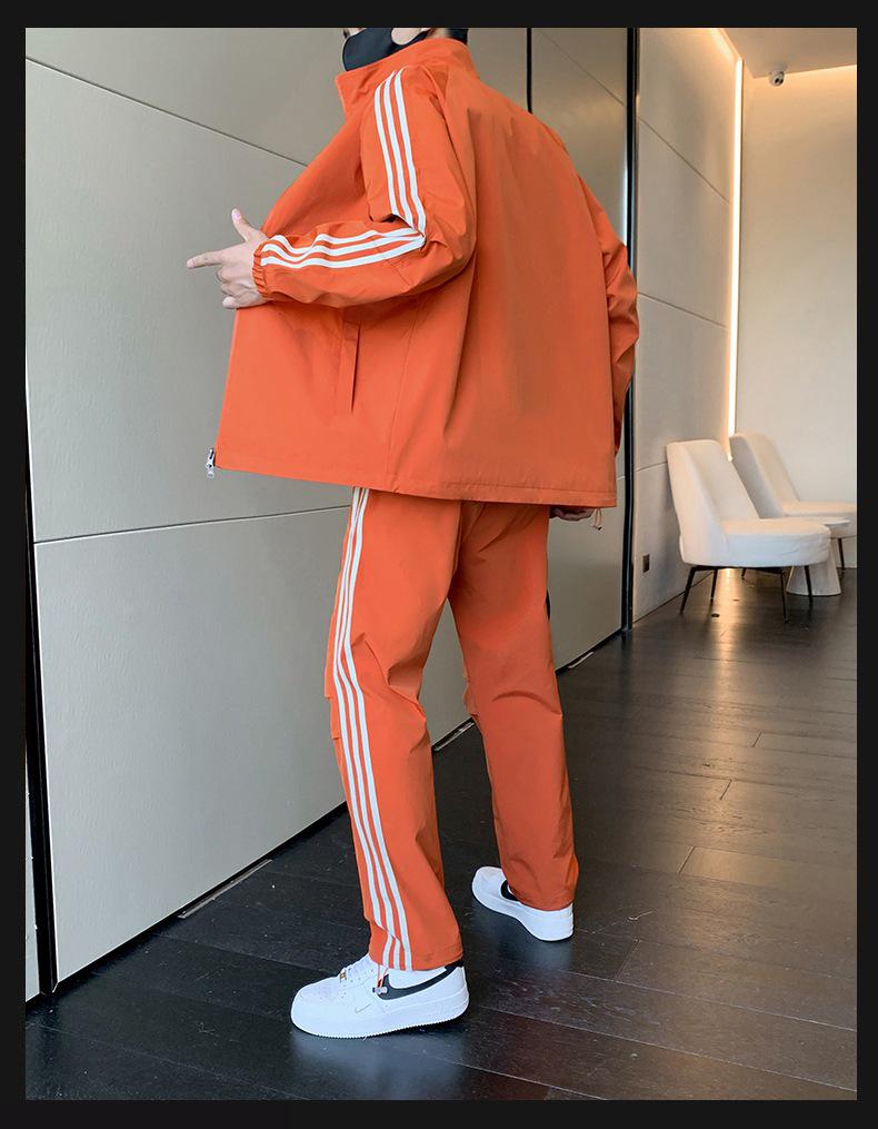 Мужской ретро спортивный костюм с тремя полосками и воротником-стойкой