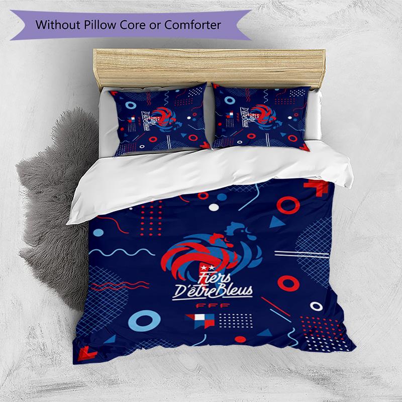 France Football Printed Bedding 3 Piece Set Cozy Breathable Bed Cover Set as Housewarming Holiday Gift