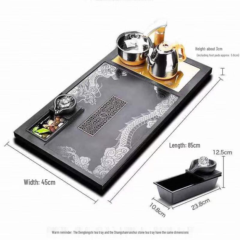 Natural Black Gold Stone Tea Tray