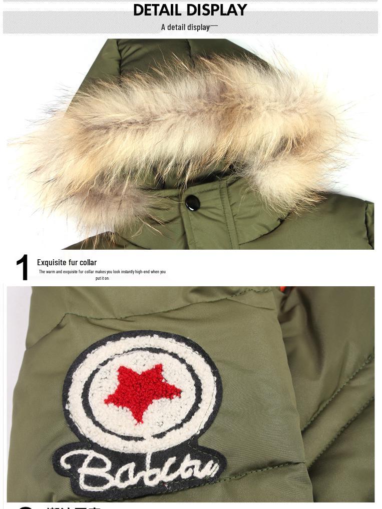 2023 Мальчиковая куртка средней длины с хлопковой подкладкой - Толстый, теплый пух для осени и зимы