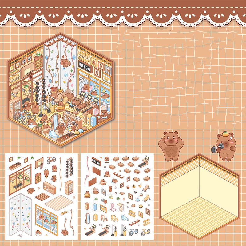 Diy House Landscape Stickers Cute Bubble Food Car Cabin Scene Sticker Festival Gift for Adult Kid Children Student