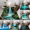 Nature Landscape Art Carpet With Waterfall River Boat Mountain Forest Sunset Patterns Non Slip Rug For Living Room Decor