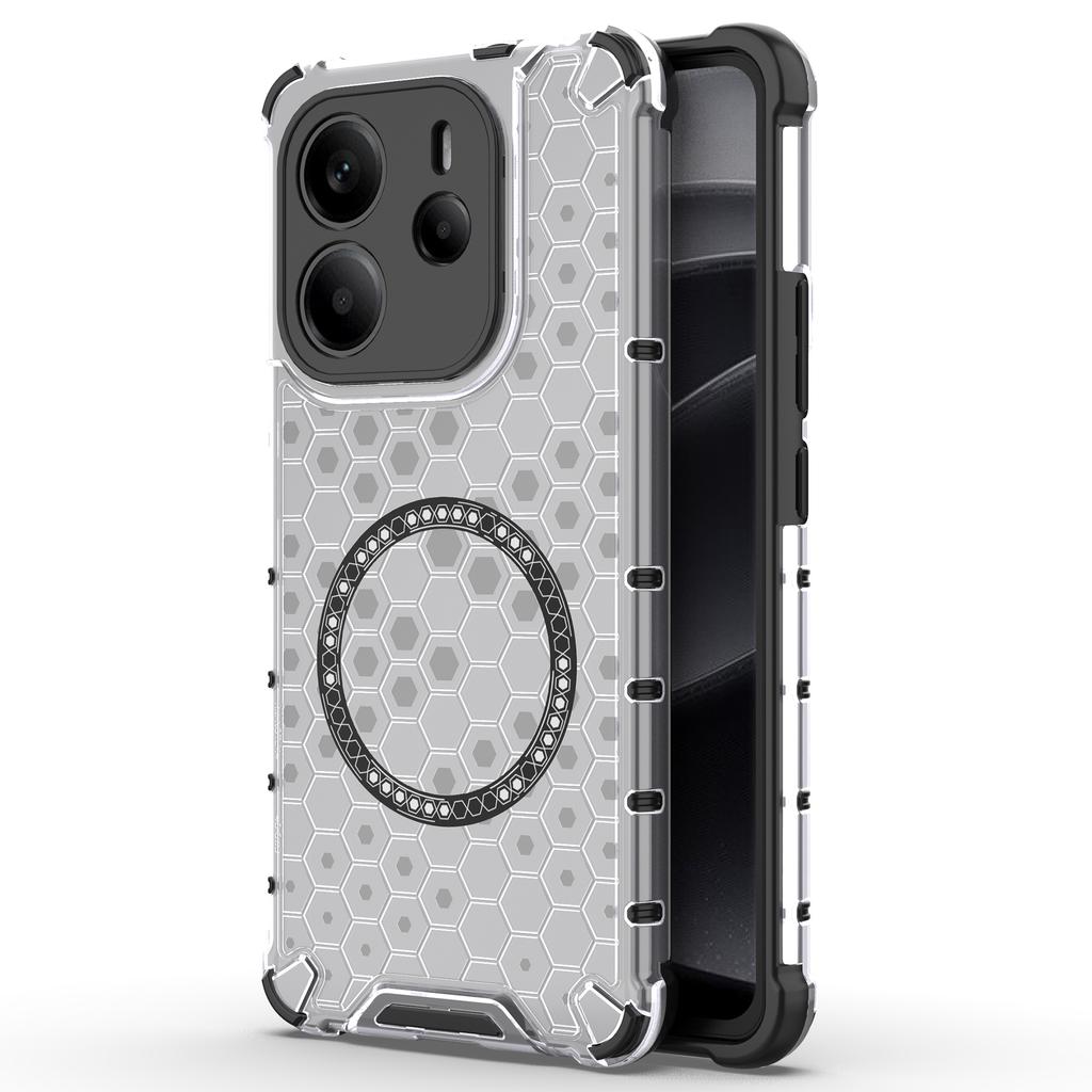 For Xiaomi Redmi Note 14 4G (163.25mm) Case Compatible with MagSafe Honeycomb Design TPU+PC Phone Cover