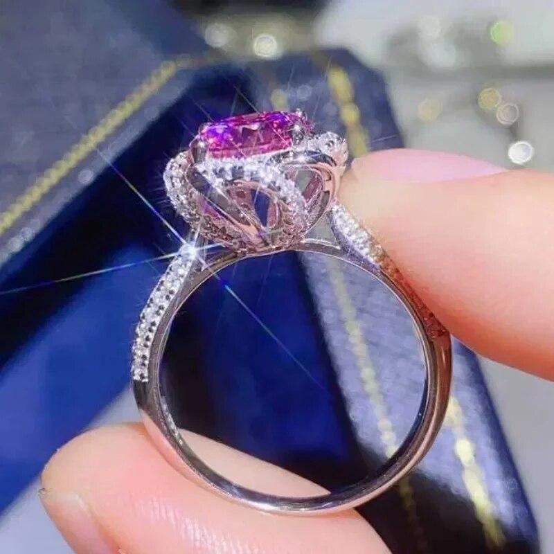 Sace Gems Сертифицированное GRA 1-2CT розовое кольцо с муассанитом VVS1 Lab Diamond Solitaire Кольцо для женщин Обручальное кольцо Ювелирные изделия