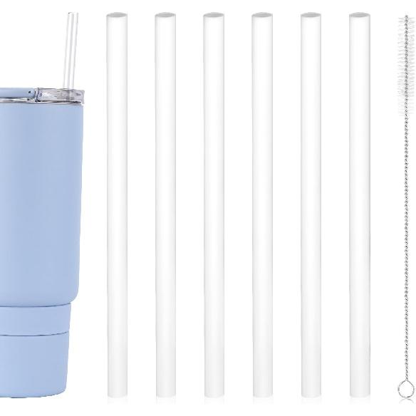 6pcs Replacement Straws for Ello Port 40oz Tumbler, Free BPA Reble Plastic Straws with Cleaning Brush for Travel Water Bottles Accessories