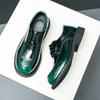 Мода Досуг Бизнес Мужская кожаная обувь Лакированная кожа Модная Блестящая Дизайнерская Свадебная Модная Платье Вечеринка Туфли Дерби Зеленые Мокасины