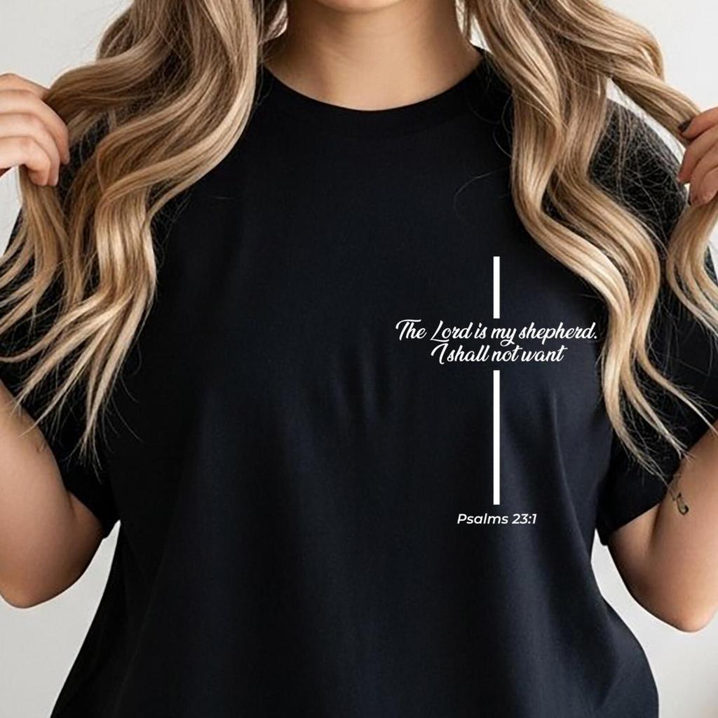Minimalist Christian Shirt, Psalms 23 Pocket Shirt, Christian Shirt, Scripture Quote Shirt, Cute Jesus Shirt, Religious Quote Shirt