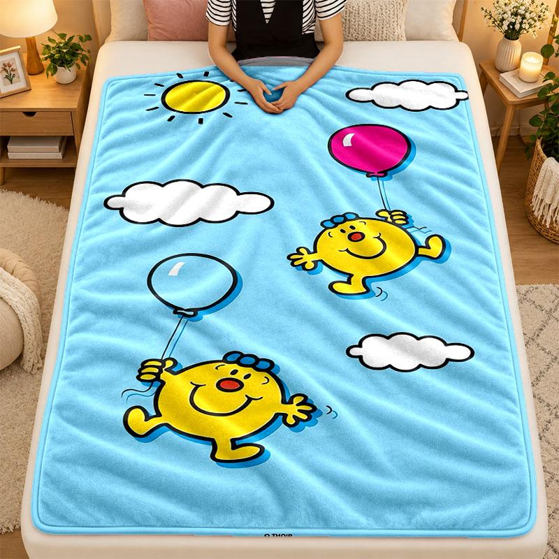Flannel BlanketMr. Men & Little Miss Warm Soft Throw Blanket for Indoor Sofa Bed Living Room Use