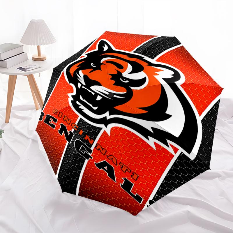 Printed Cincinnati Bengals LOGOPrinted Folding Umbrella,Outdoor,Leisure,And Travel Umbrella,Durable Umbrella Fabric,Birthday And Holiday Gift