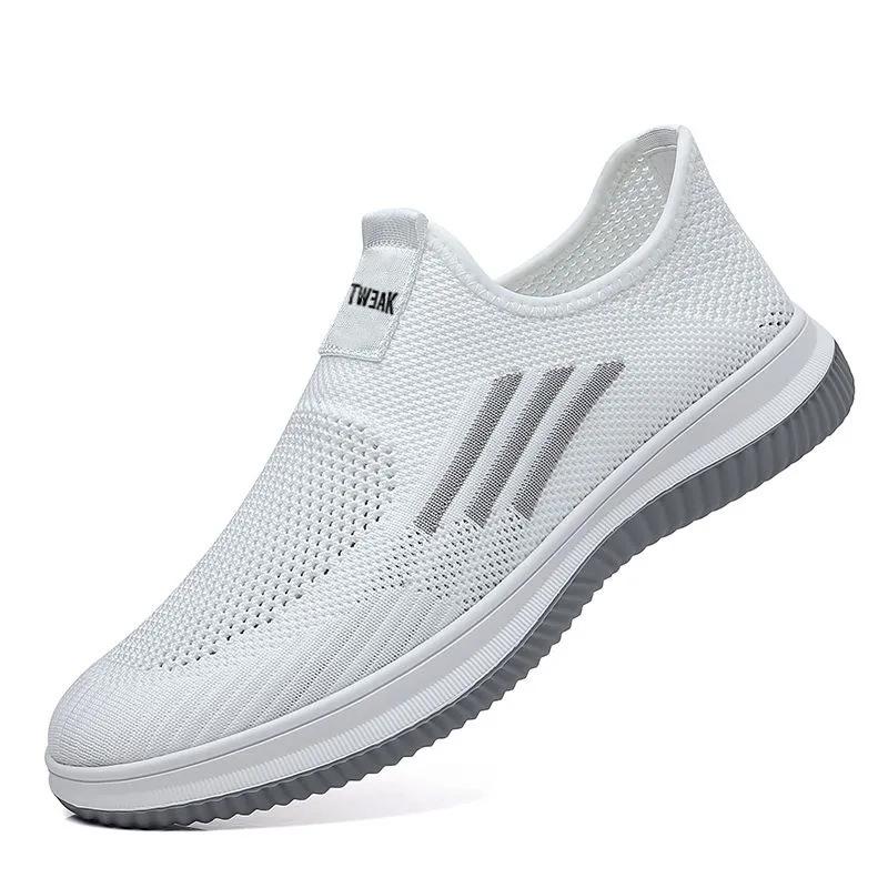 Мужская обувь Осень Мужская повседневная обувь Дышащая Большой размер Летающая тканая обувь Удобная сетка Одна нога Мужская уличная повседневная обувь