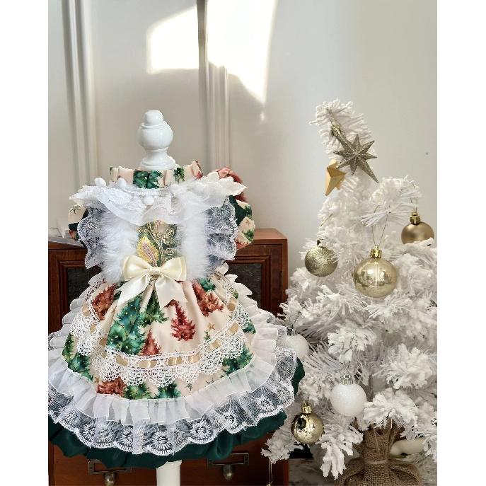 Warm Christmas Winter Pet Dress Fleece Clothes for Small Medium Dogs Cats Schnauzer Puppy Xmas Holiday Party Photo Outfit