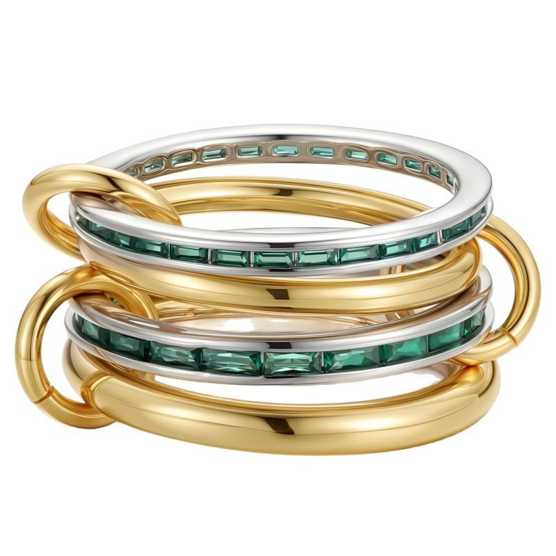 European and American copper zircon stacked plain ring ring, high-end personality ring, light luxury hand jewelry, women's fashion