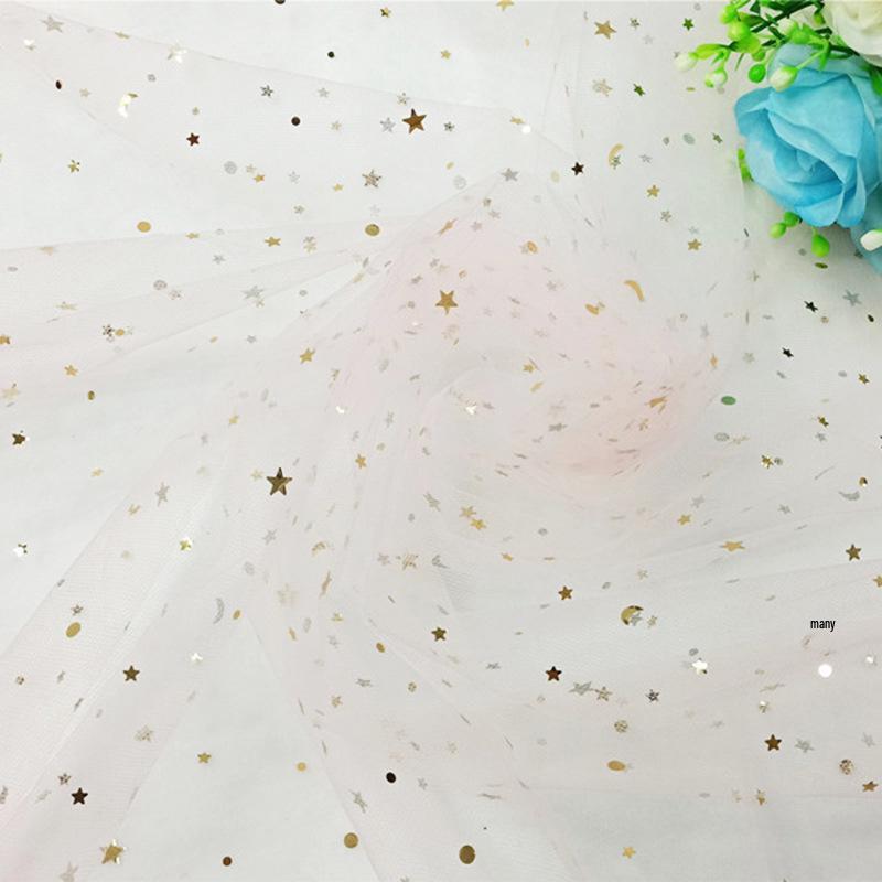 Предварительно нарезанная сетчатая ткань из тюля «Звездная луна» для букетов, юбок для стола и платьев для кукол