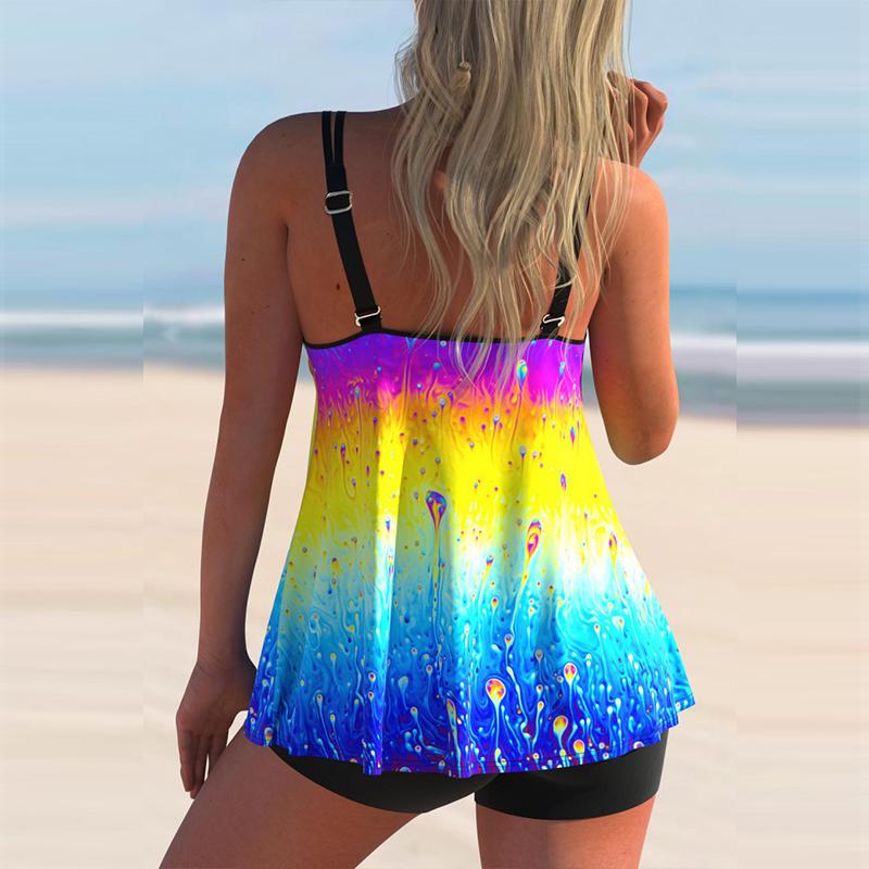 Женский купальник бикини с двойным плечевым ремнем, топ, купальник танкини