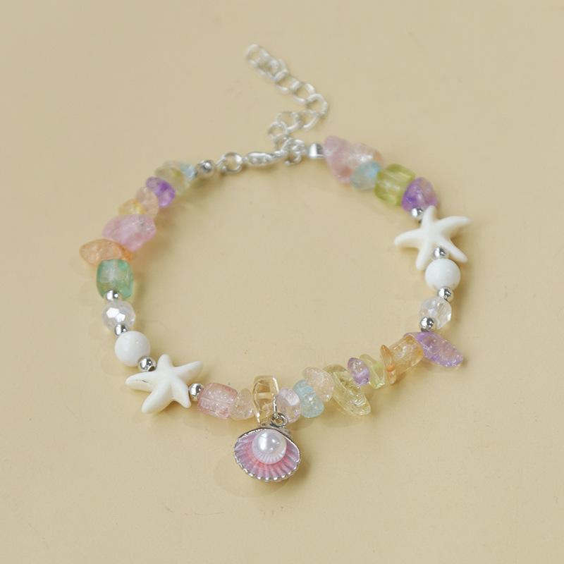 Handmade Seashell & Crushed Stone Bracelet with Lobster Clasp - Perfect Summer Travel Souvenir