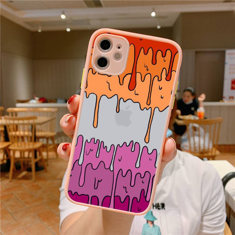 Melted Colorful Painting Phone Case for iPhone X XR XS 7 8 Plus 11 12 13 pro MAX 13mini Translucent Matte Case