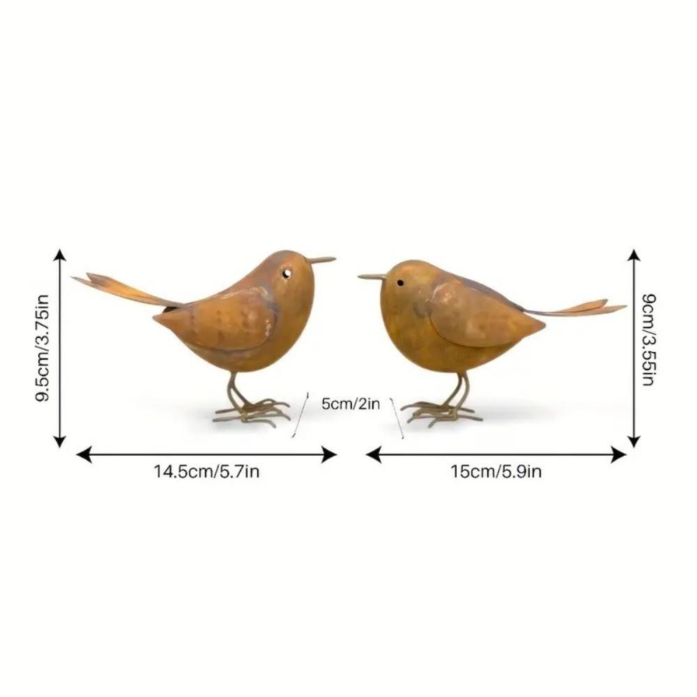 Rustic Metal Bird Sculptures Funny Retro Bird Statue Small Bird Figurine Bird Enthusiasts Gift