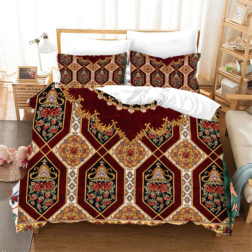 Ethiopian Eritrean Black Boho Paisley Polyester 3pcs Bedding Sets Single Double Bed Duvet Cover Set And 2pcs Pillow Cover