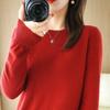 Осень и Зима Свитер из Шерсти с Круглым Вырезом Базовый Свитер Свободный Внутренний Слой Шерстяной Женский Шерстяной Топ Модный и Универсальный