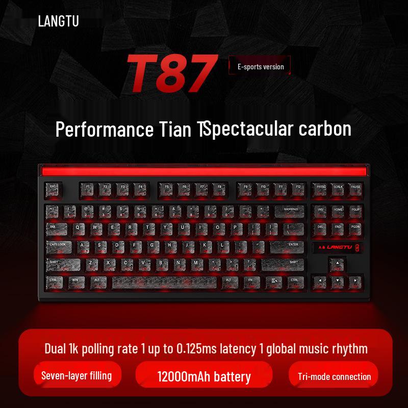 Langtu T87 Беспроводная Bluetooth Трехрежимная Механическая Игровая Клавиатура с RGB-подсветкой и Возможностью Горячей Замены Клавиш