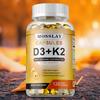 Капсулы с натуральным витамином D3+K2, содержащие органическое кокосовое масло, полезные для здоровья костей и зубов.