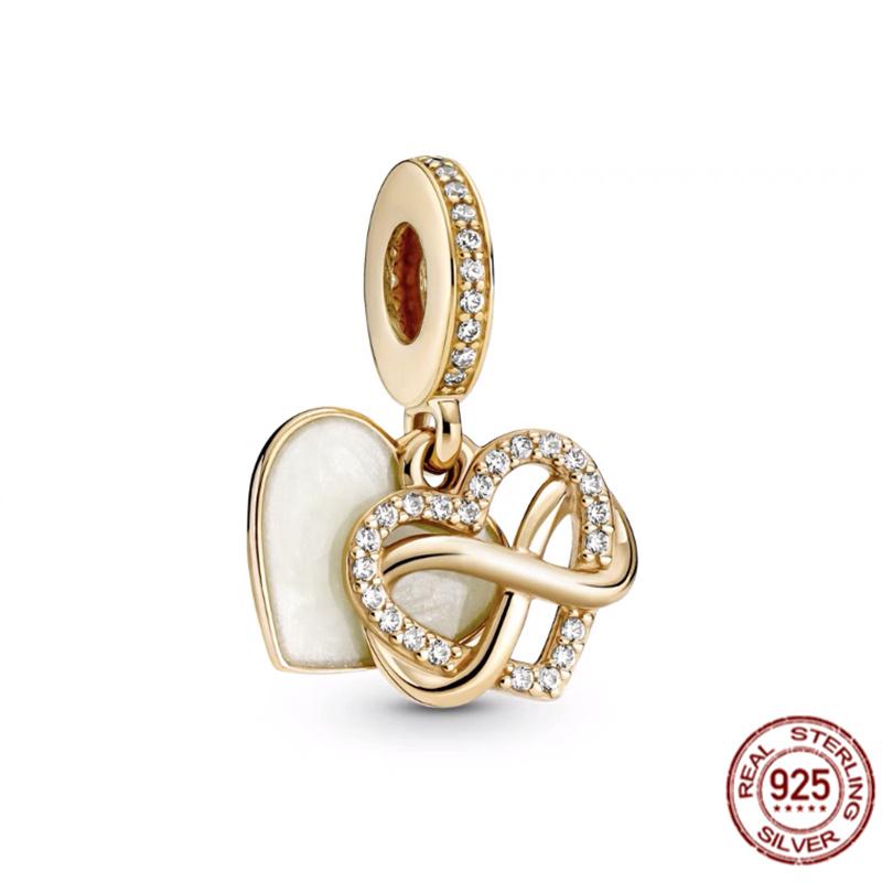 Gold Plated S925 Sterling Silver Hollow Heart Daisy Flower Charm Bead Fit Original Bracelet Necklace Jewelry For Women