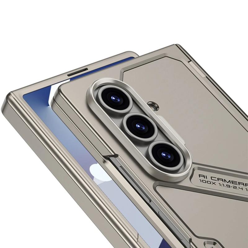 For Samsung Galaxy Z Fold 7 6 5G with Screen Glass 360 Protective Magnetic Hinge Mecha-style Multi-angle Bracket Protect Case