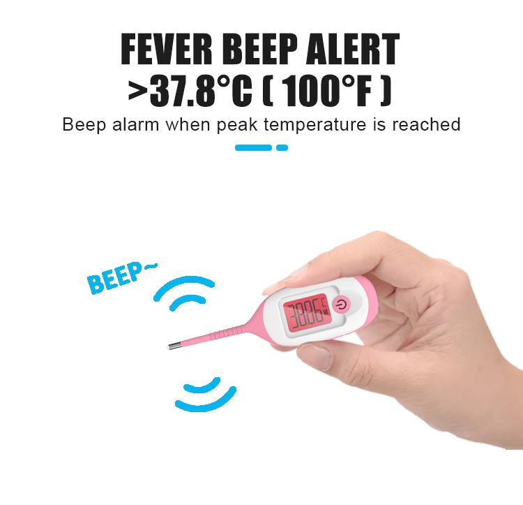 Flexible Tip Silicone Soft Head Lcd Three-Color Backlight Display Waterproof Electronic Clinical Digital Armpit Thermometer