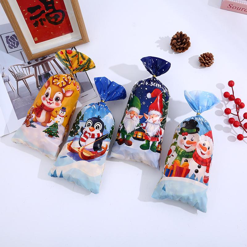 50/100Pcs Christmas Gift Bags Christmas Decorations For Home 2025 Xmas Gifts New Year 2026 Santa Claus Snowman Packaging Bags